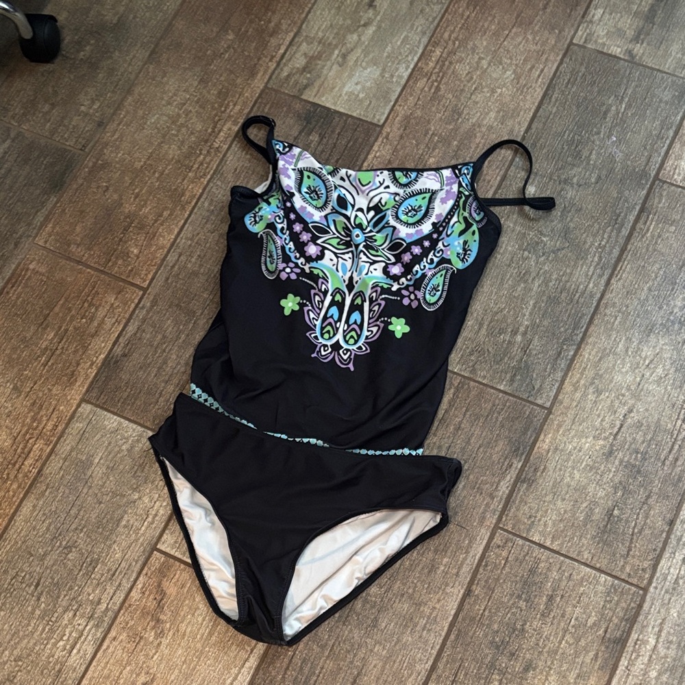 Kids Swimwear One-Piece Swimsuit - Black and Green